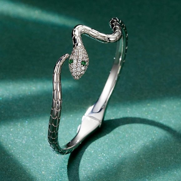 Bracelets Adjustable Snake Bracelet Open Bangle Cuff Bracelet Silver Serpent